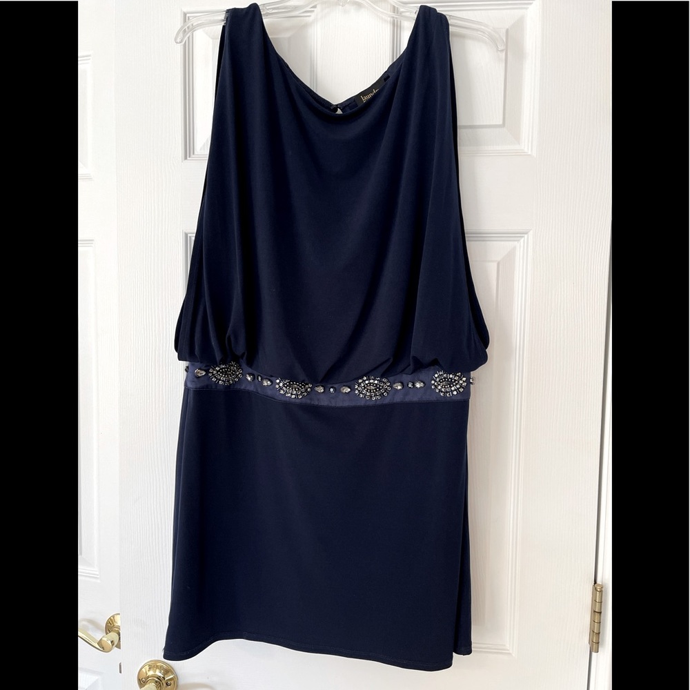 Laundry Navy Blue Cocktail Dress with Rhinestones